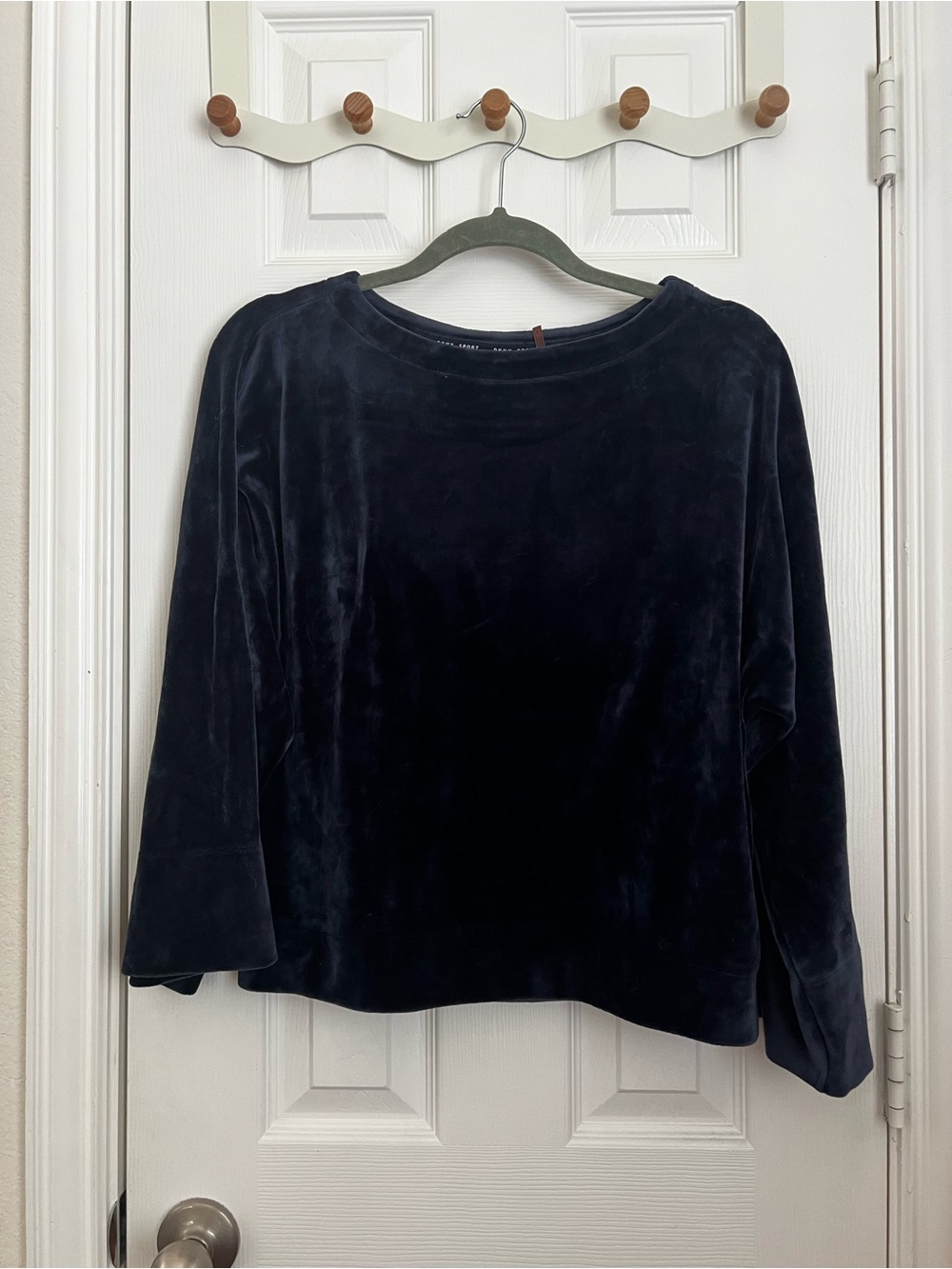 DKNY Navy Blue Velvet Crew Neck Sweater